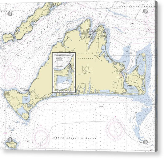 Marthas Vineyard Massachusetts Nautical Chart  Acrylic Print