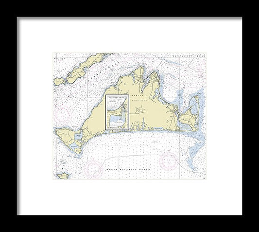 Marthas Vineyard Massachusetts Nautical Chart - Framed Print