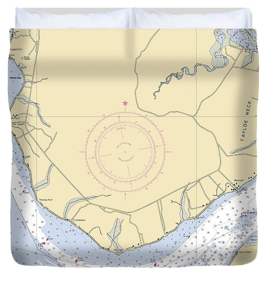 Maryland Point Maryland Nautical Chart Duvet Cover