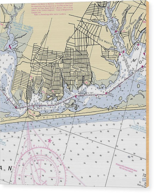 Mastick-New York Nautical Chart Wood Print