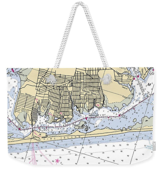 Mastick-new York Nautical Chart - Weekender Tote Bag