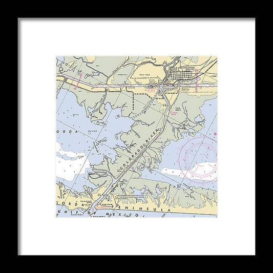 Matagorda-texas Nautical Chart - Framed Print