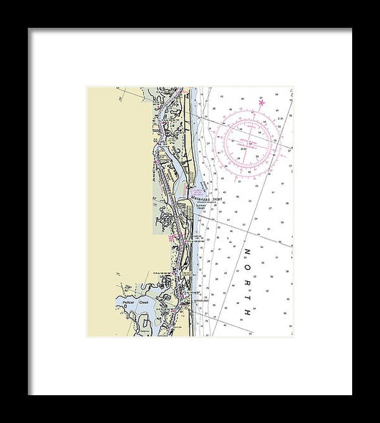 Matanzas Inlet Florida Nautical Chart - Framed Print