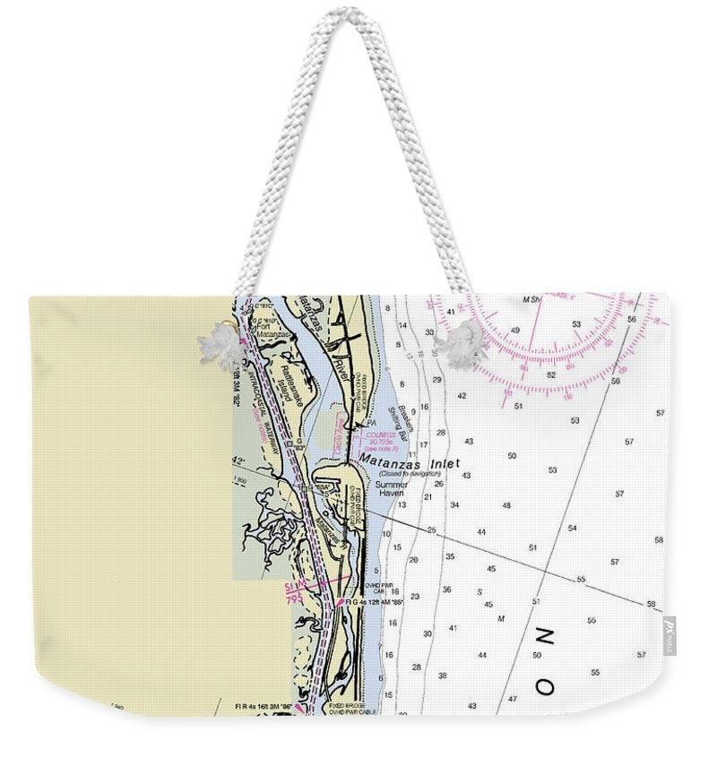 Matanzas Inlet Florida Nautical Chart - Weekender Tote Bag