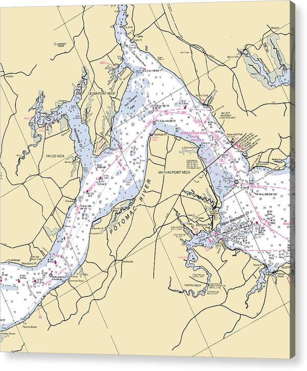 Mathias Point Neck-Virginia Nautical Chart  Acrylic Print