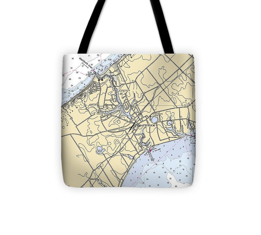 Mattituck New York Nautical Chart Tote Bag