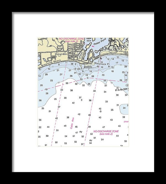 Matunuck Rhode Island Nautical Chart - Framed Print