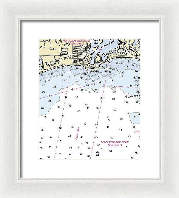 Matunuck Rhode Island Nautical Chart - Framed Print