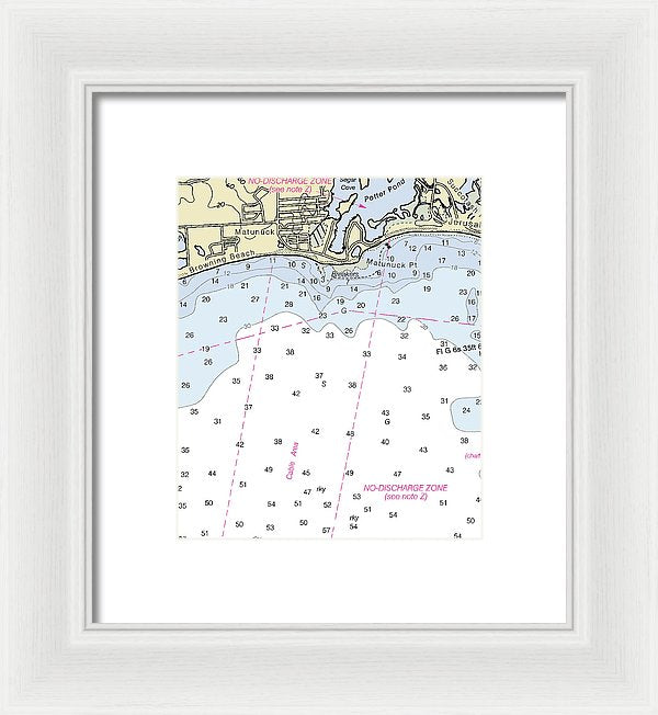 Matunuck Rhode Island Nautical Chart - Framed Print