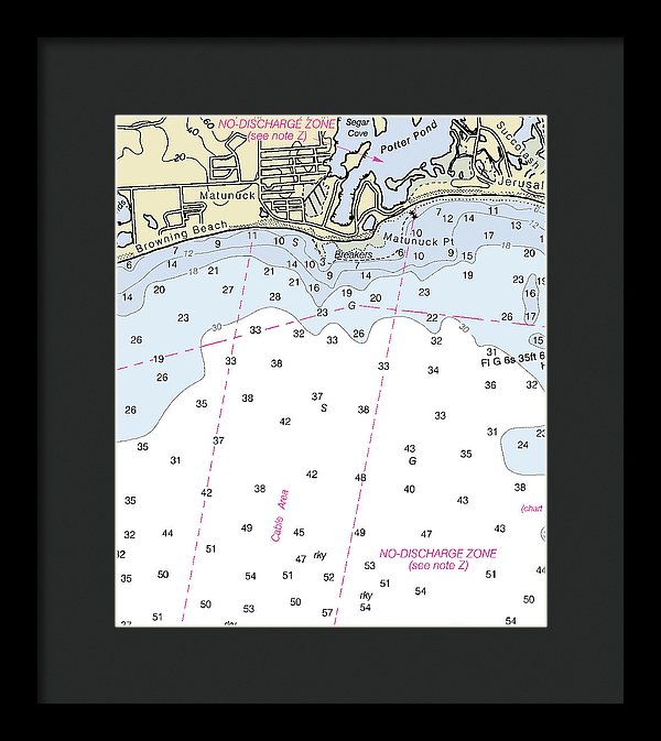 Matunuck Rhode Island Nautical Chart - Framed Print