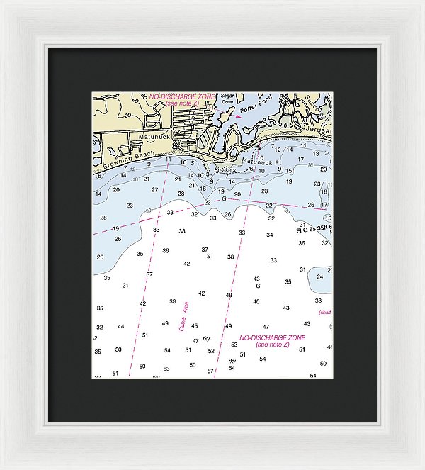 Matunuck Rhode Island Nautical Chart - Framed Print