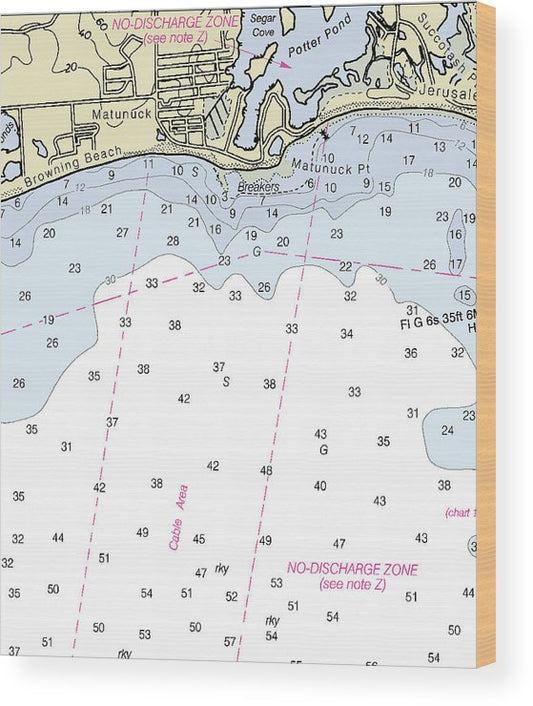Matunuck Rhode Island Nautical Chart Wood Print