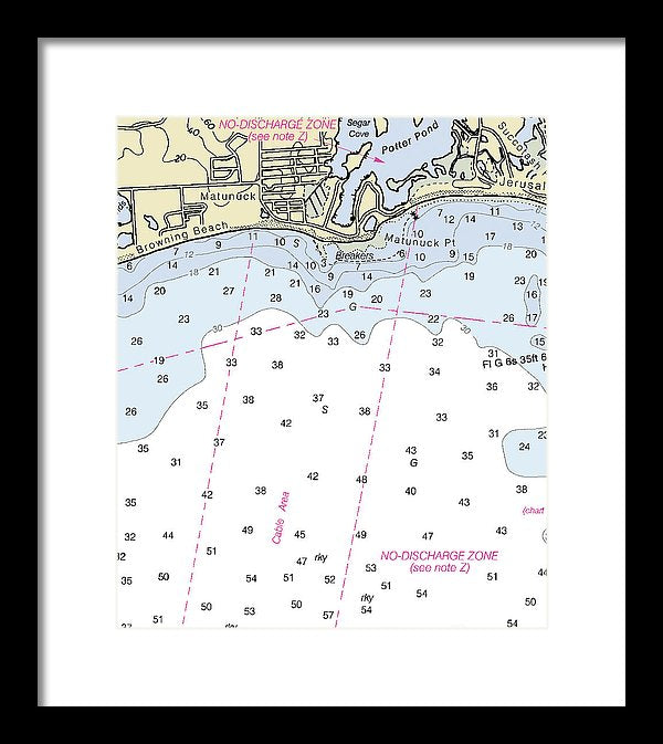 Matunuck Rhode Island Nautical Chart - Framed Print