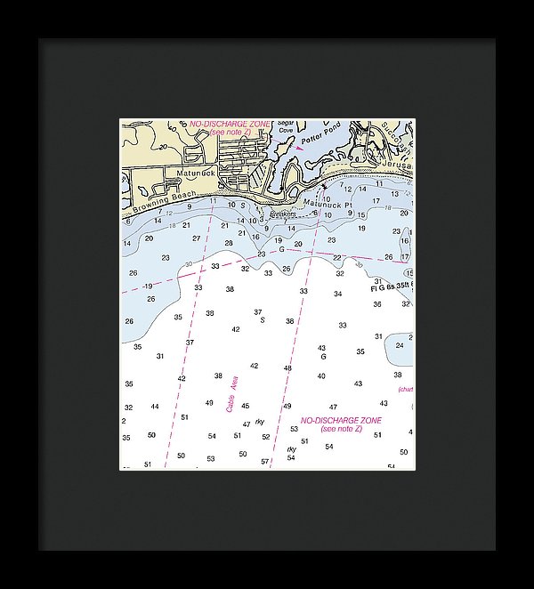 Matunuck Rhode Island Nautical Chart - Framed Print