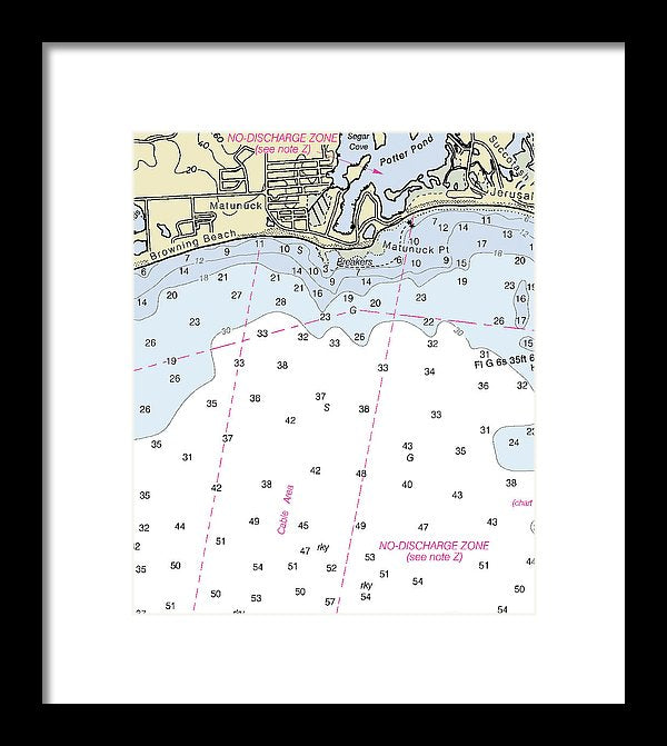 Matunuck Rhode Island Nautical Chart - Framed Print