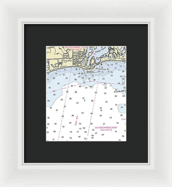 Matunuck Rhode Island Nautical Chart - Framed Print