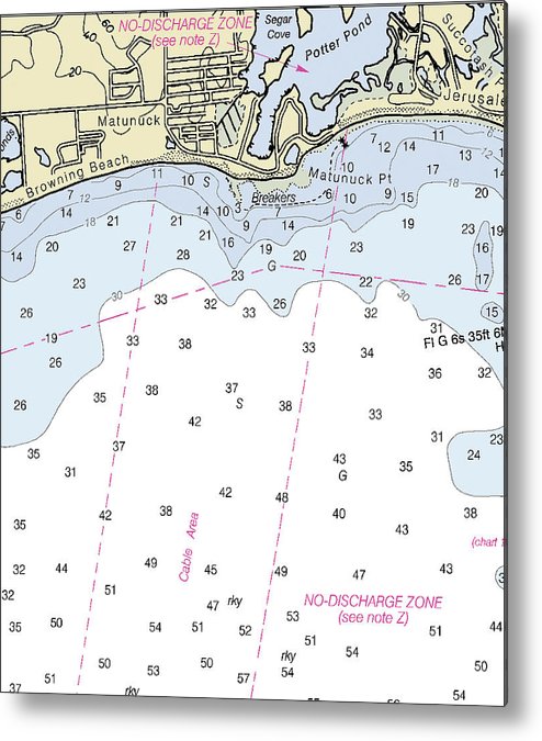 A beuatiful Metal Print of the Matunuck Rhode Island Nautical Chart - Metal Print by SeaKoast.  100% Guarenteed!