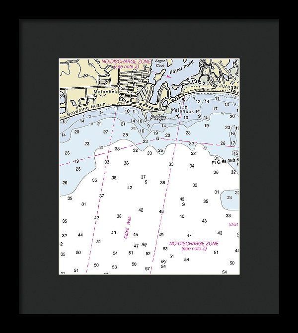 Matunuck Rhode Island Nautical Chart - Framed Print