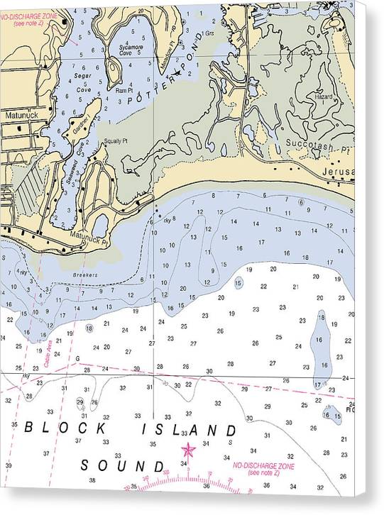 Matunuck -rhode Island Nautical Chart _v2 - Canvas Print