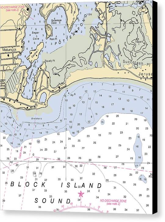 Matunuck -rhode Island Nautical Chart _v2 - Canvas Print