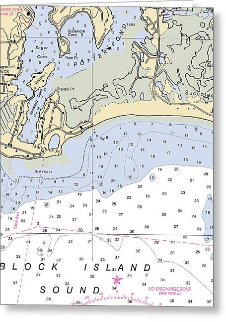 Matunuck -rhode Island Nautical Chart _v2 - Greeting Card