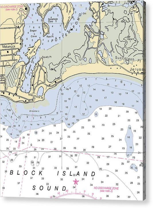 Matunuck -Rhode Island Nautical Chart _V2  Acrylic Print