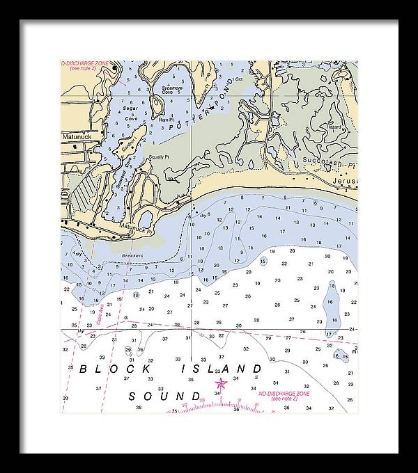 Matunuck -rhode Island Nautical Chart _v2 - Framed Print