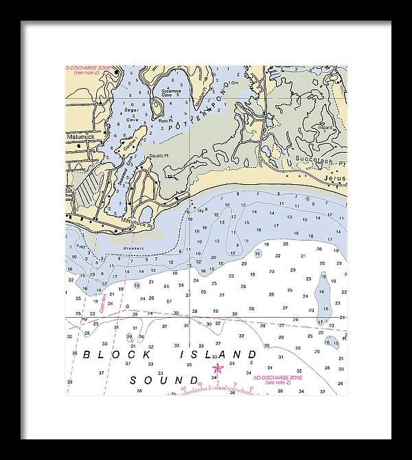 Matunuck -rhode Island Nautical Chart _v2 - Framed Print