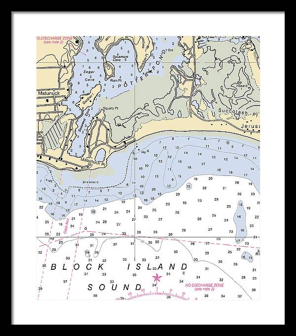 Matunuck -rhode Island Nautical Chart _v2 - Framed Print