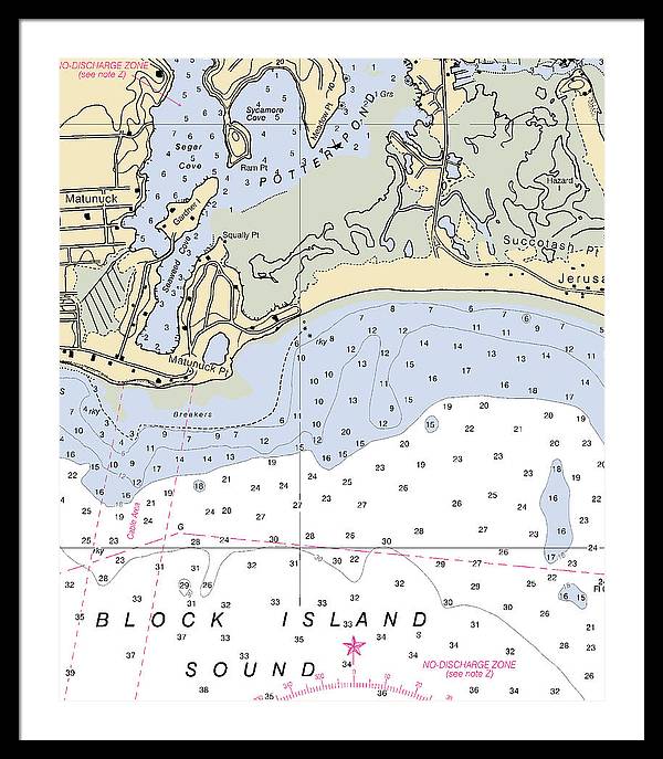 Matunuck -rhode Island Nautical Chart _v2 - Framed Print