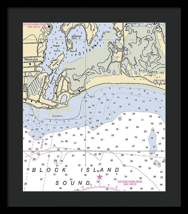 Matunuck -rhode Island Nautical Chart _v2 - Framed Print