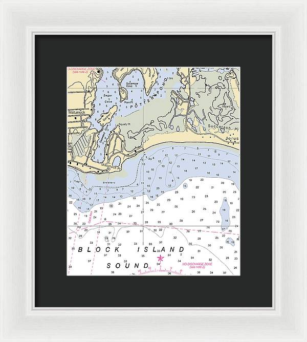 Matunuck -rhode Island Nautical Chart _v2 - Framed Print