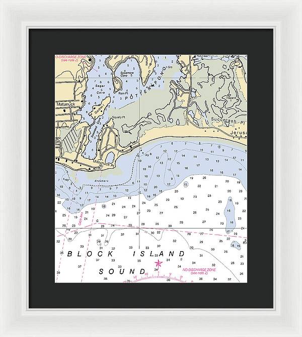 Matunuck -rhode Island Nautical Chart _v2 - Framed Print