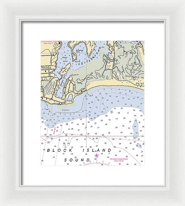 Matunuck -rhode Island Nautical Chart _v2 - Framed Print