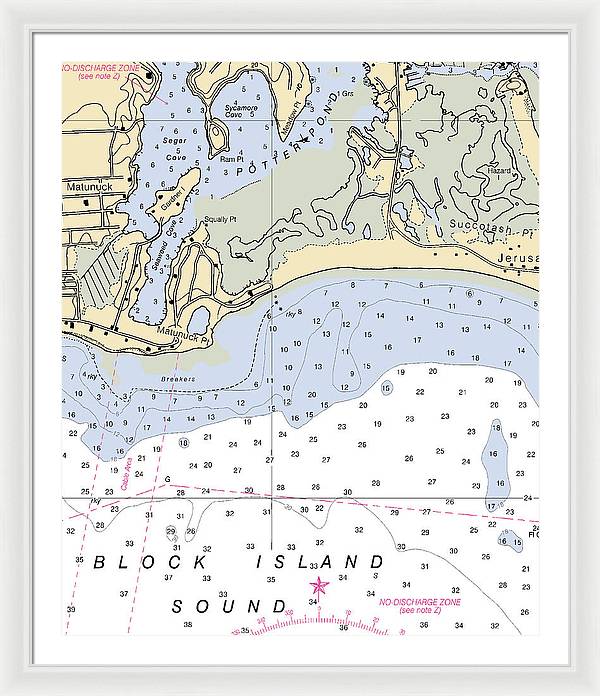 Matunuck -rhode Island Nautical Chart _v2 - Framed Print