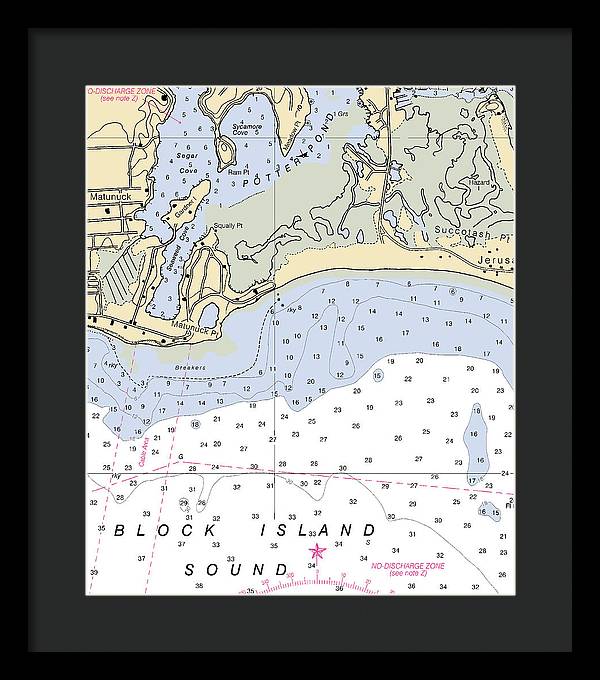 Matunuck -rhode Island Nautical Chart _v2 - Framed Print