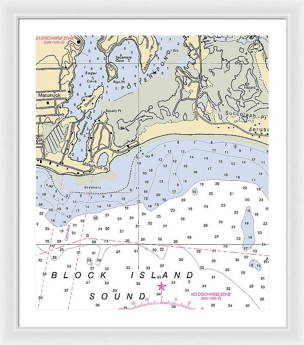 Matunuck -rhode Island Nautical Chart _v2 - Framed Print