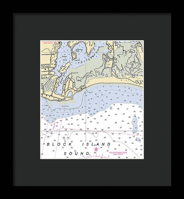 Matunuck -rhode Island Nautical Chart _v2 - Framed Print