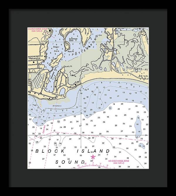 Matunuck -rhode Island Nautical Chart _v2 - Framed Print