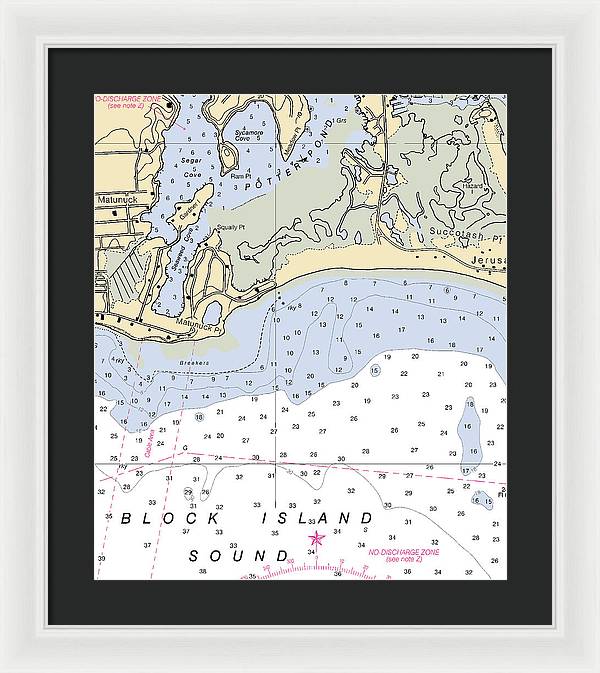 Matunuck -rhode Island Nautical Chart _v2 - Framed Print