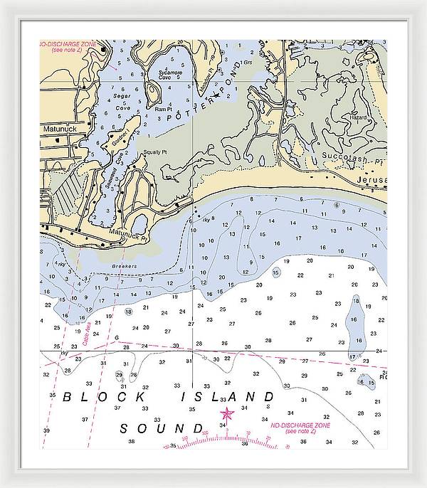 Matunuck -rhode Island Nautical Chart _v2 - Framed Print