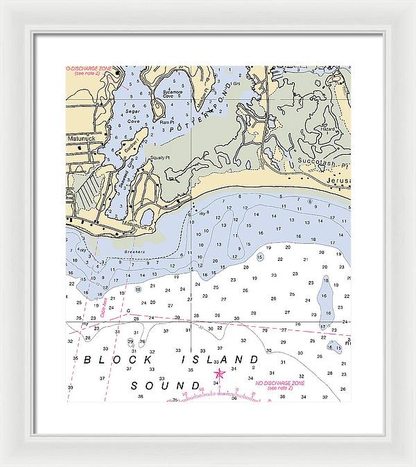 Matunuck -rhode Island Nautical Chart _v2 - Framed Print