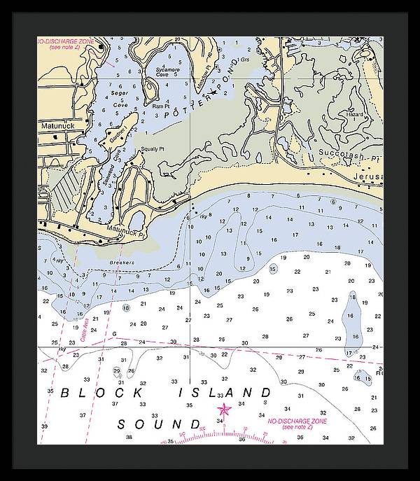 Matunuck -rhode Island Nautical Chart _v2 - Framed Print