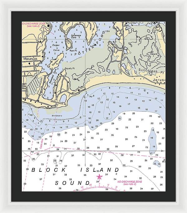 Matunuck -rhode Island Nautical Chart _v2 - Framed Print