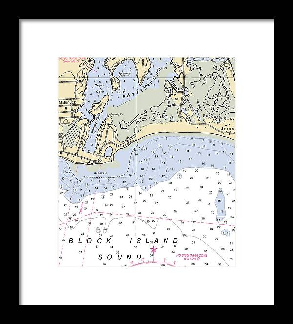 Matunuck -rhode Island Nautical Chart _v2 - Framed Print