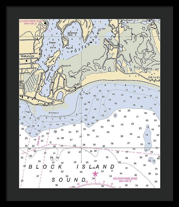 Matunuck -rhode Island Nautical Chart _v2 - Framed Print