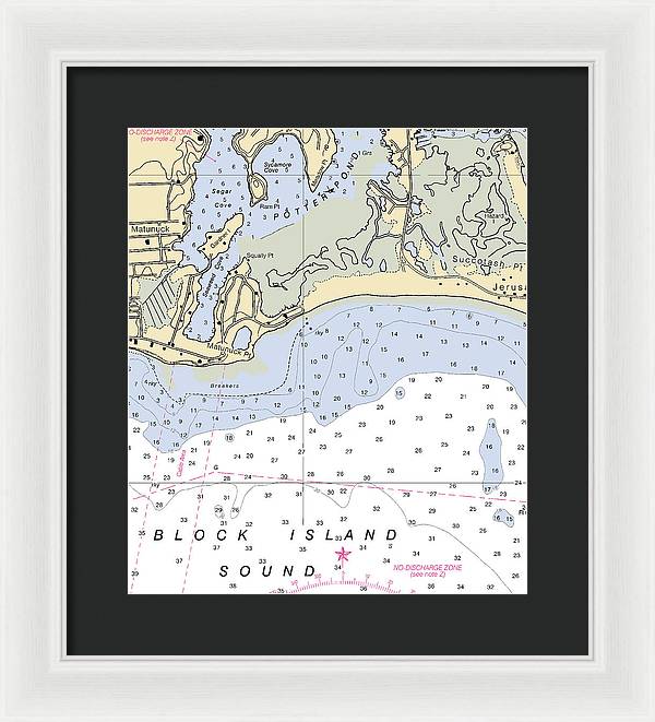 Matunuck -rhode Island Nautical Chart _v2 - Framed Print