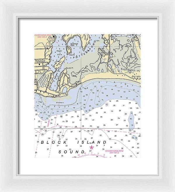 Matunuck -rhode Island Nautical Chart _v2 - Framed Print