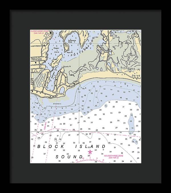 Matunuck -rhode Island Nautical Chart _v2 - Framed Print