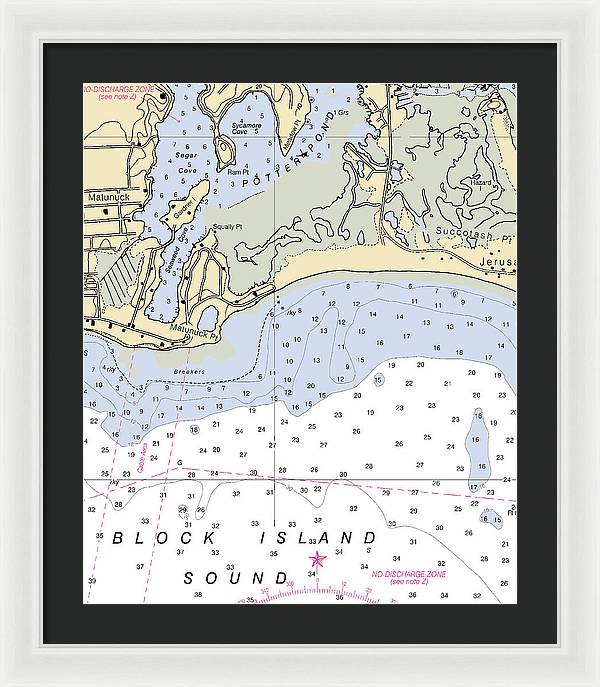 Matunuck -rhode Island Nautical Chart _v2 - Framed Print